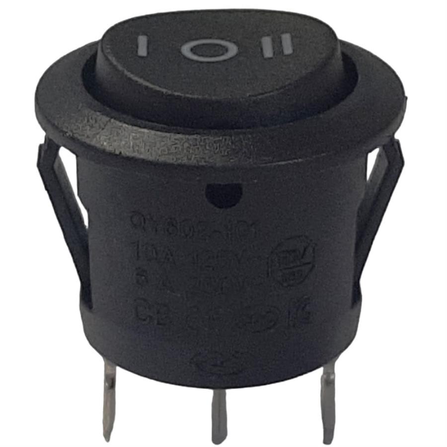 картинка Переключатель клавишный QY602-101 (223(9)) черный без подсветки ON-OFF-ON 6A 250VAC от магазина Интерком-НН