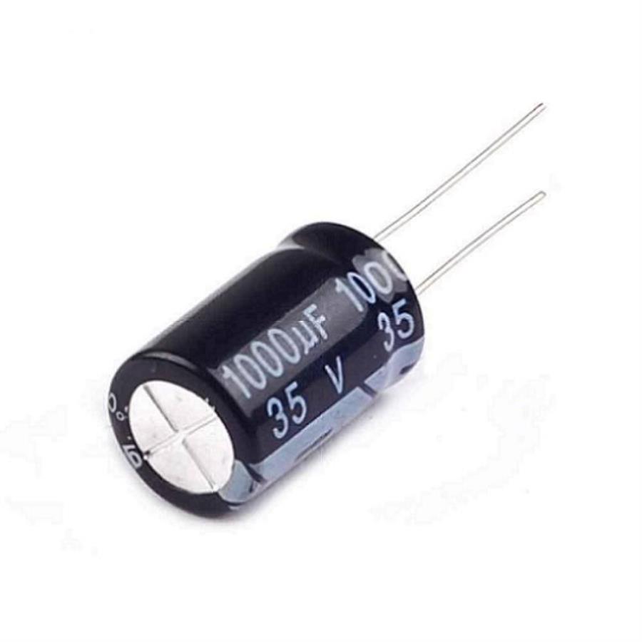 картинка Электролитический конденсатор 1000мкФ 35В 105°С в алюминиевом цилиндрическом корпусе от магазина Интерком-НН