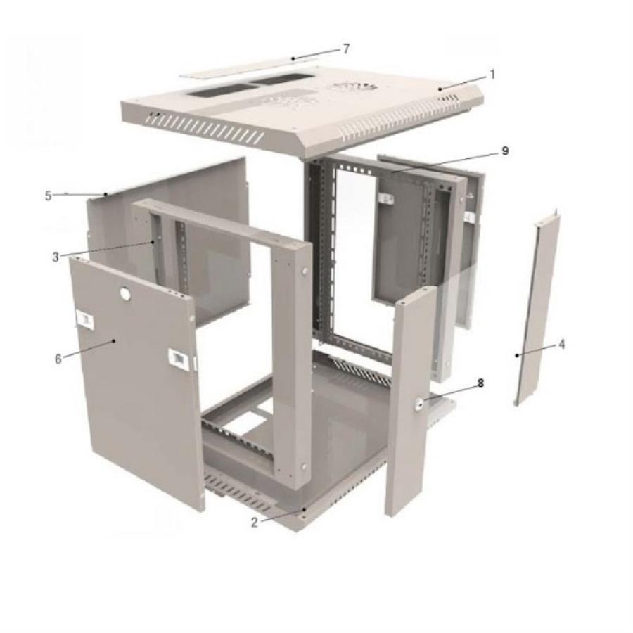 картинка Шкаф настенный 6U серия WM (600х650х370), разборный, серый Netko от магазина Интерком-НН