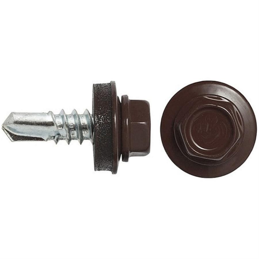 картинка Саморезы кровельные 5,5х19 по металлу RAL8017, наконечник сверло (250шт) от магазина Интерком-НН