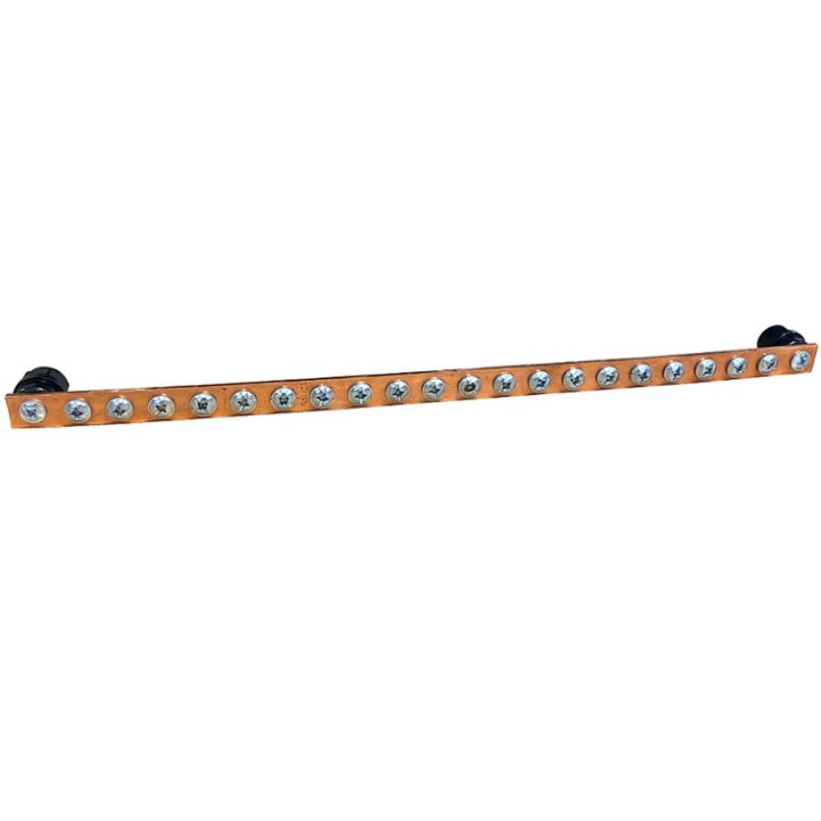 картинка Шина заземления медная горизонтальная для размещения в телекоммуникационных шкафах и стойках 19" от магазина Интерком-НН