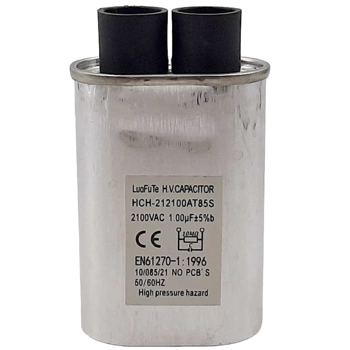 картинка Конденсатор HCH-212100AT85S высоковольтный 2100VAC 1.00mF для микроволновой печи (СВЧ)  от магазина Интерком-НН