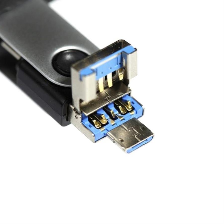 картинка Память USB 16Gb Smart Buy TRIO 3-in-1 серебристо-черный 3.0 (SB16GBTRIO) от магазина Интерком-НН