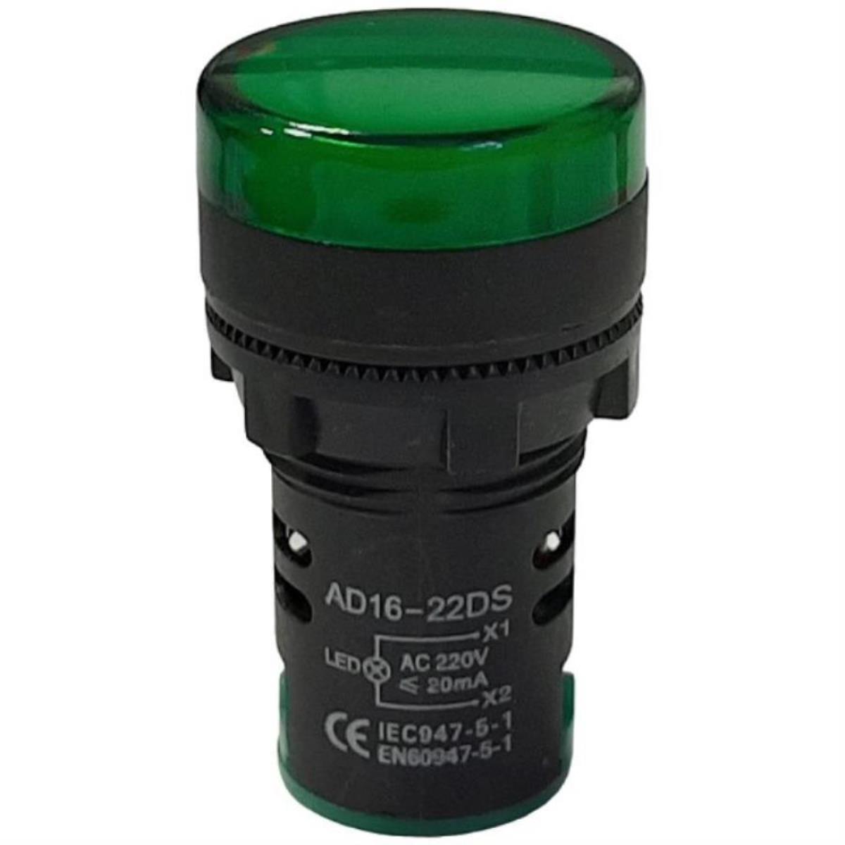 картинка Индикатор светодиодный AD16-22DS (217(11)) зеленый D=22мм, 220В от магазина Интерком-НН