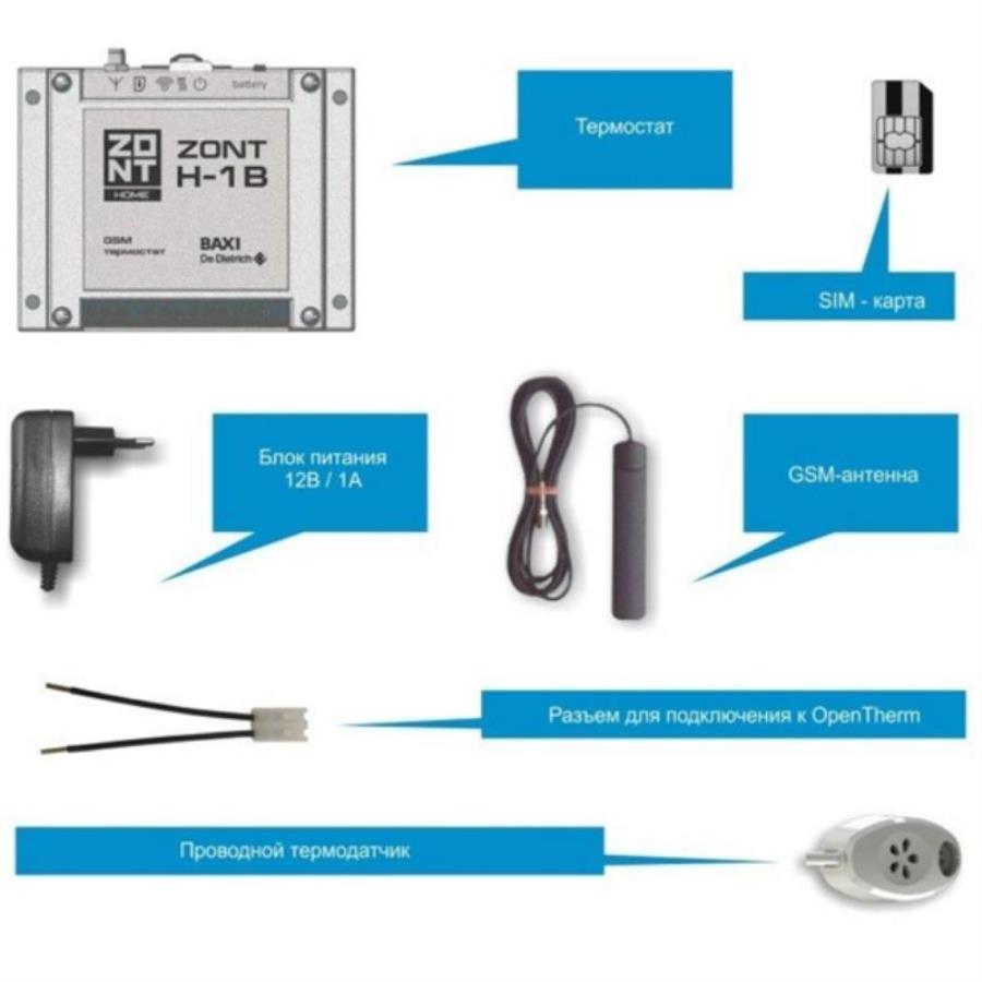 картинка ZONT H-1B (Baxi 00002069) GSM- контроль и управление газовым котлом по OpenTherm от магазина Интерком-НН