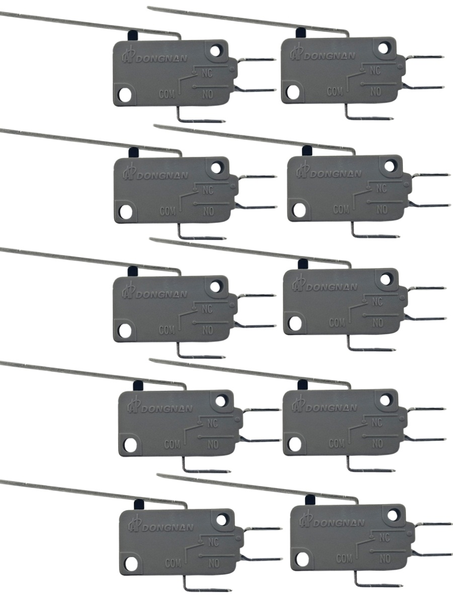 картинка Микропереключатель 10 шт. Dongnan KW3A-16Z2-A200 3-х контактный 16(4)A 250V с рычагом 51мм от магазина Интерком-НН
