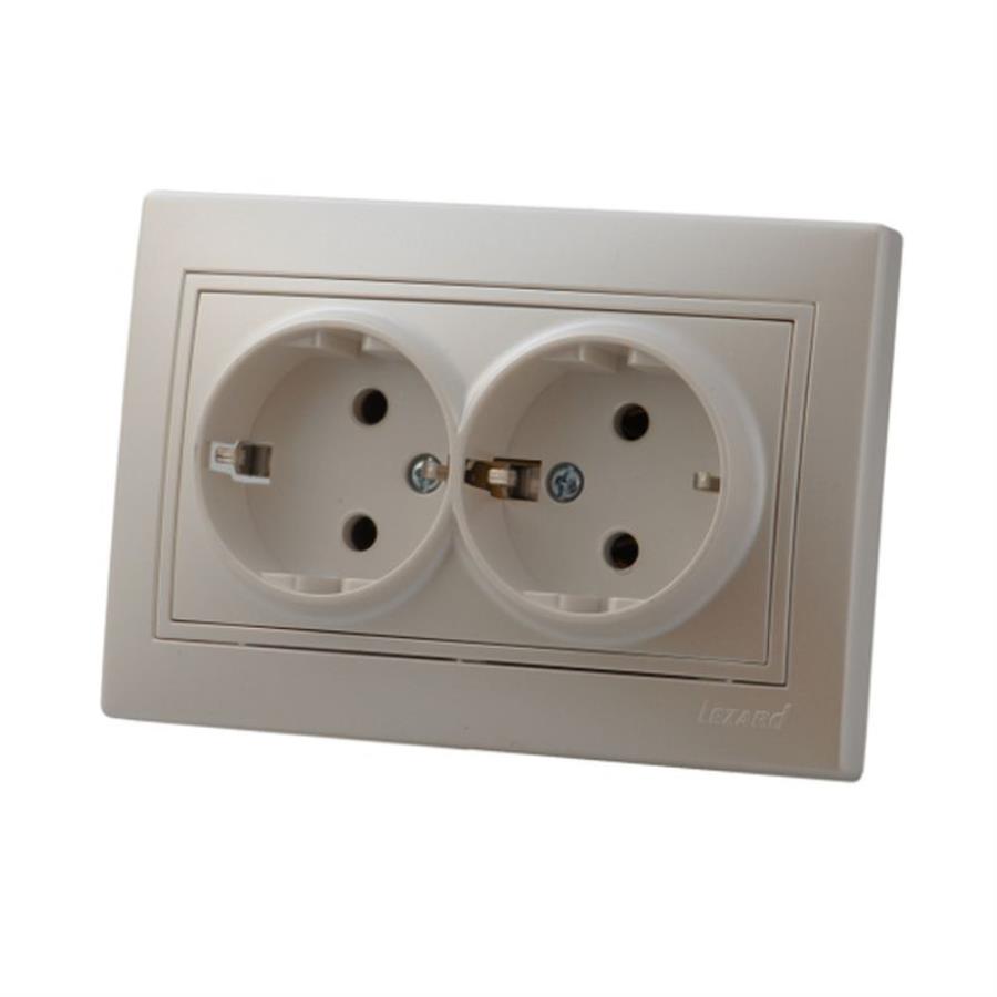 картинка Розетка 2-ая з/к LEZARD MIRA с/у керам.осн. жемчужно-белый перламутр 701-3030-127 от магазина Интерком-НН