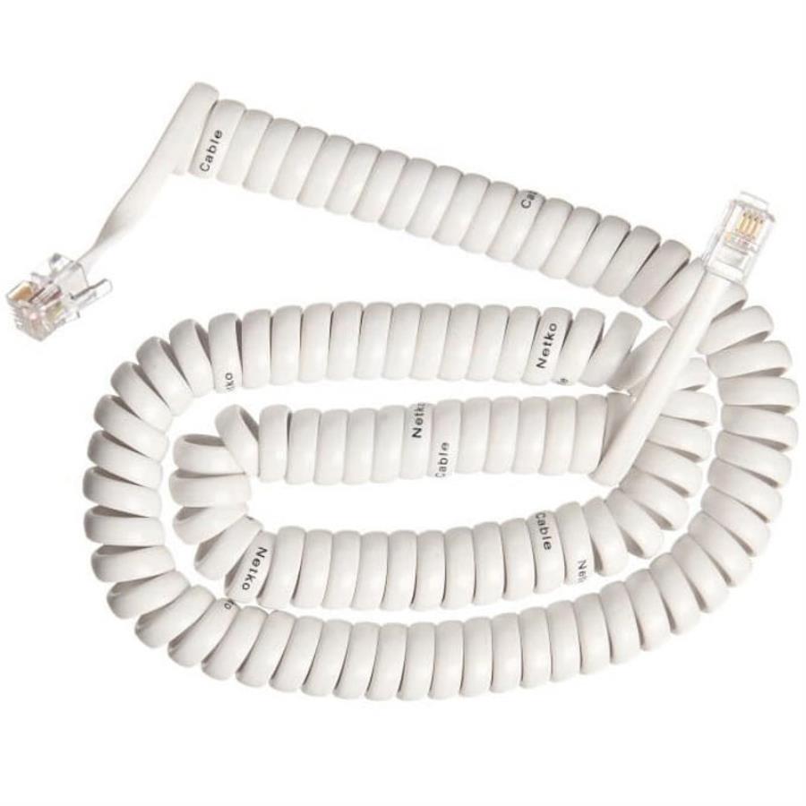 картинка Шнур витой телефонный аппарат-трубка 4,5 м, цвет белый от магазина Интерком-НН