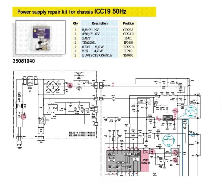 картинка THOMSON Рем комплект  35081940 для CHASSIS ICC19-50HZ    от магазина Интерком-НН