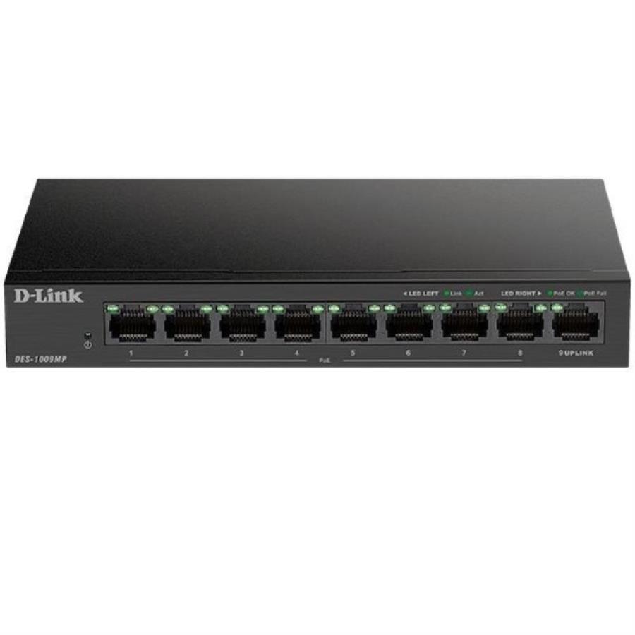 картинка D-Link DES-1009MP/A1A Коммутатор 8x100Mb 1G 8PoE+ 117W неуправляемый от магазина Интерком-НН