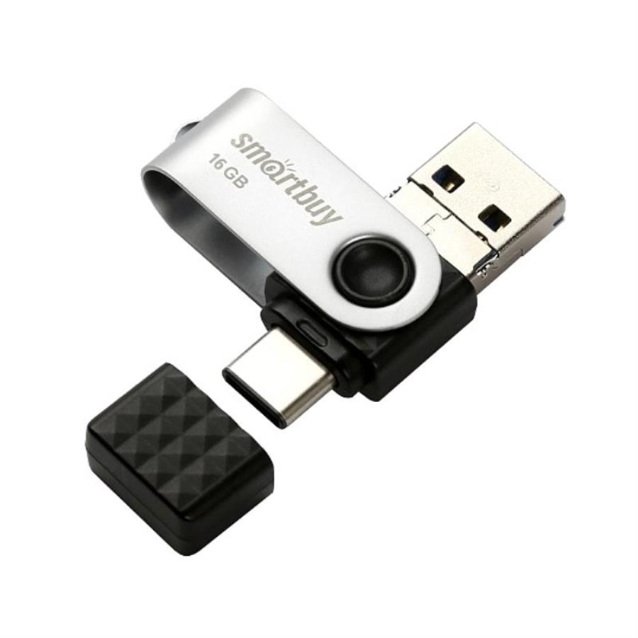 картинка Память USB 16Gb Smart Buy TRIO 3-in-1 серебристо-черный 3.0 (SB16GBTRIO) от магазина Интерком-НН