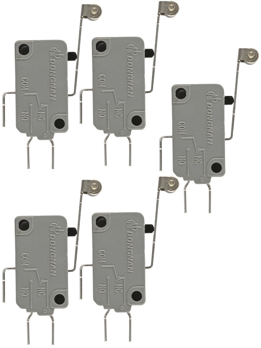 картинка Микропереключатель 5 шт. Dongnan KW3A-16Z5-A200 3-х контактный 16(4)A 250V рычаг с роликом 25мм от магазина Интерком-НН