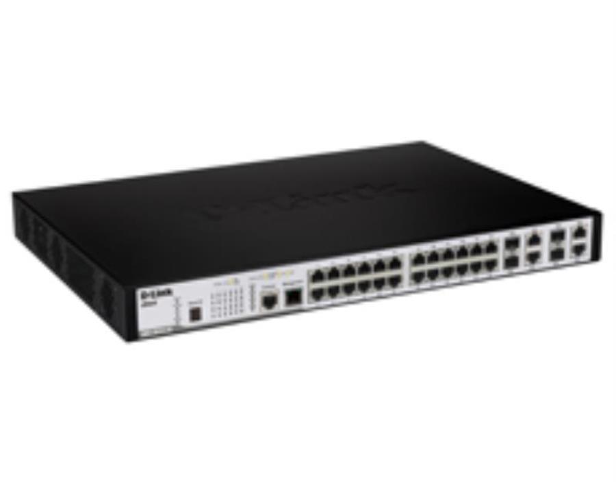 картинка D-Link DES-3810-28 Управляемый коммутатор 3 уровня с 24 порт 10/100 Мбит/с, 4 комбо 1000BASE-T/SFP от магазина Интерком-НН