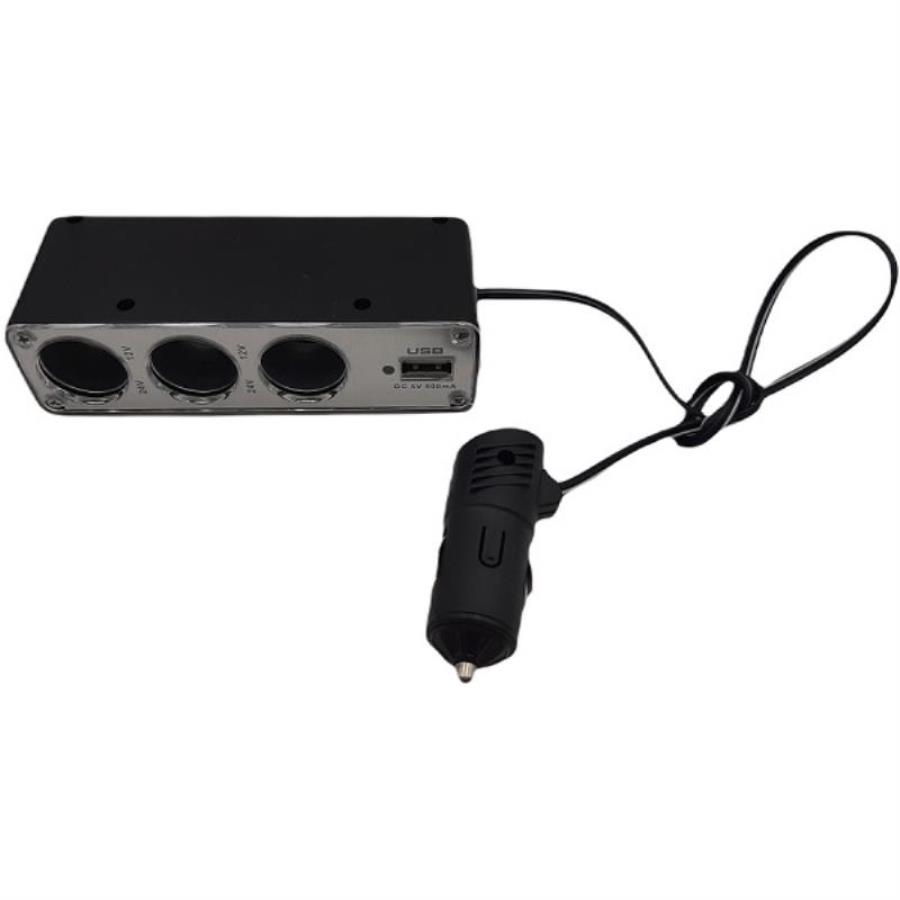 картинка Разветвитель автомобильный WF-0096 на 3 устройства с USB со шнуром от магазина Интерком-НН