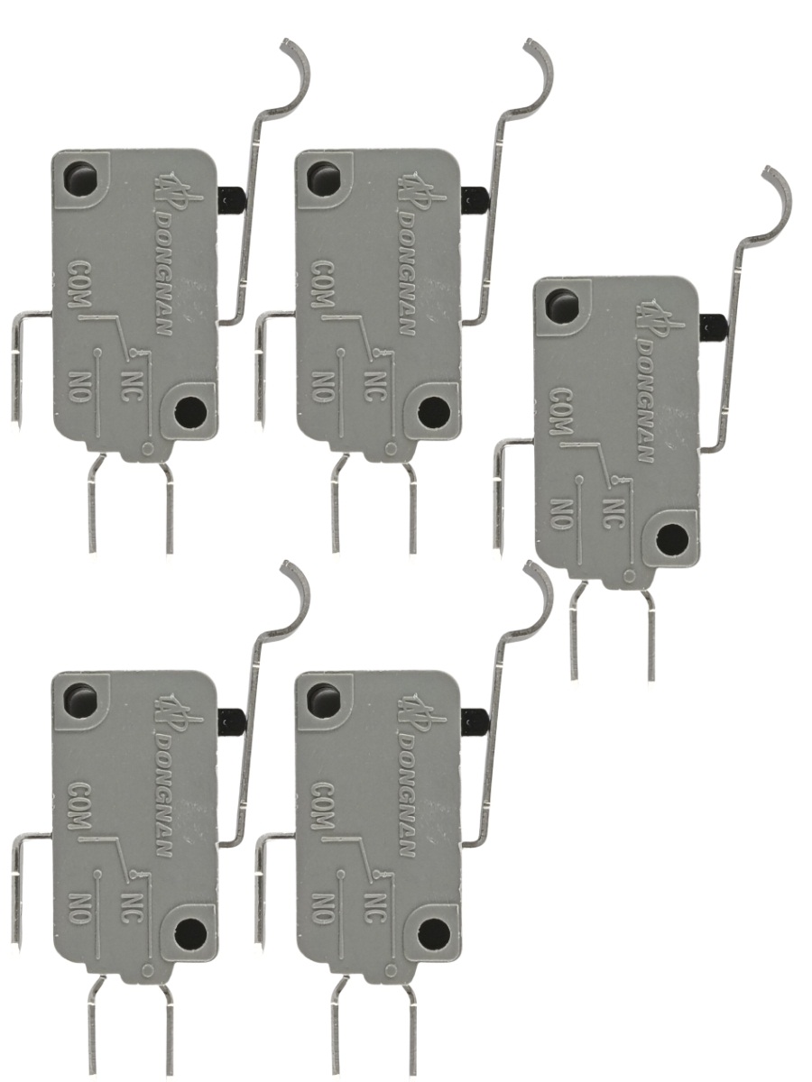 картинка Микропереключатель 5 шт.Dongnan KW3A-16Z6-A200 3-х контактный 16(4)A 250V с рычагом 27мм от магазина Интерком-НН