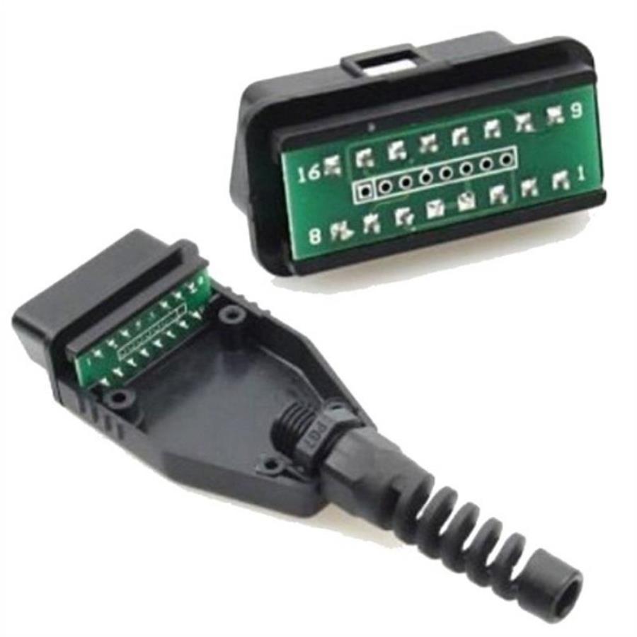 картинка Разъем OBD2 (OBD–II, J1962) 16-ти контактный, разборный, под пайку от магазина Интерком-НН