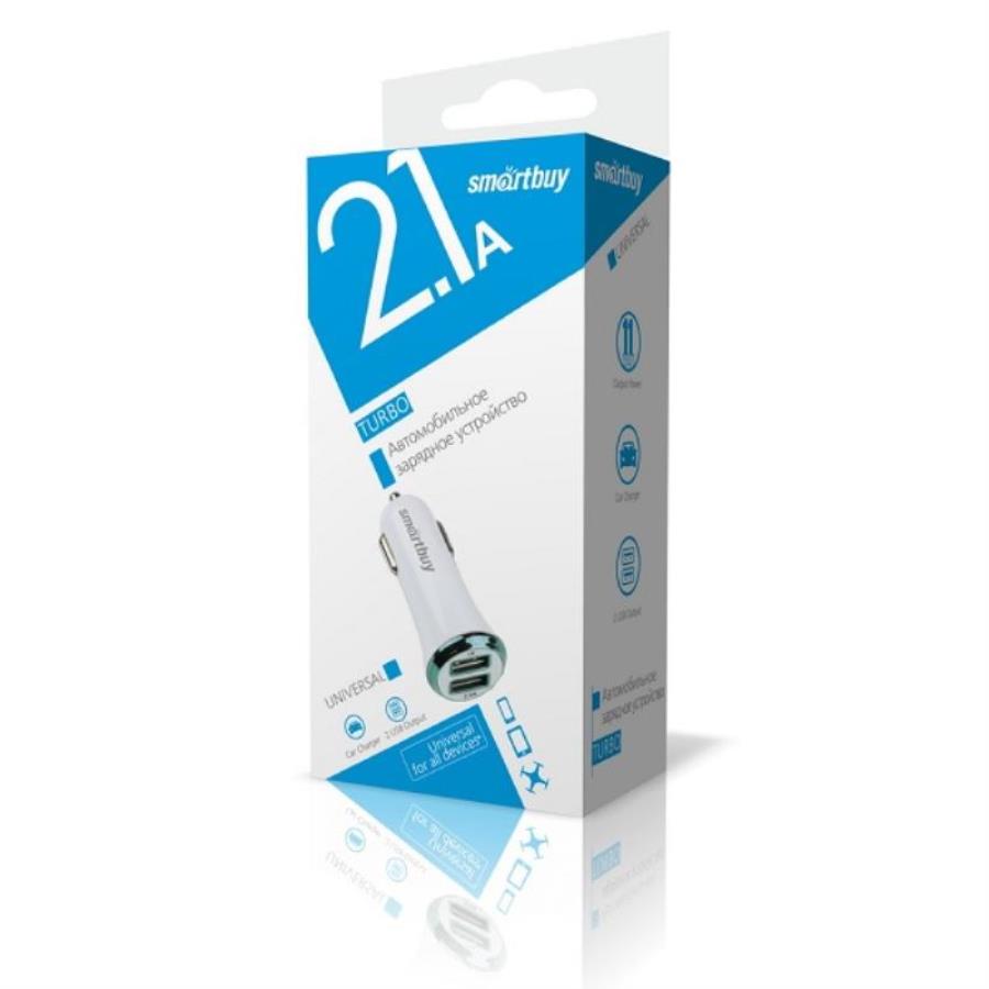 картинка Smartbuy Автомобильное зарядное устройство TURBO 1x2.1A,1x1 А с 2 USB выходами SBP-2021 от магазина Интерком-НН
