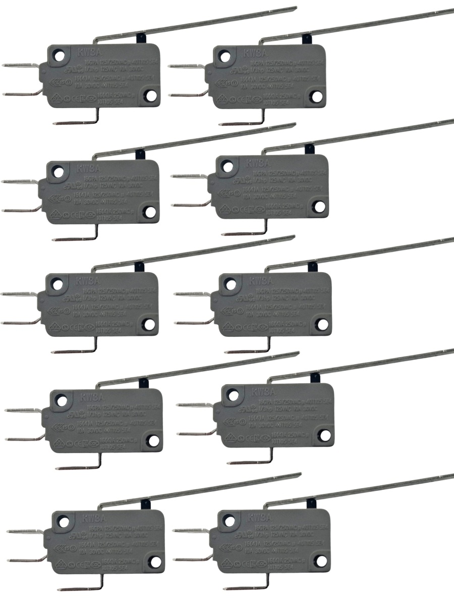 картинка Микропереключатель 10 шт. Dongnan KW3A-16Z2-A200 3-х контактный 16(4)A 250V с рычагом 51мм от магазина Интерком-НН