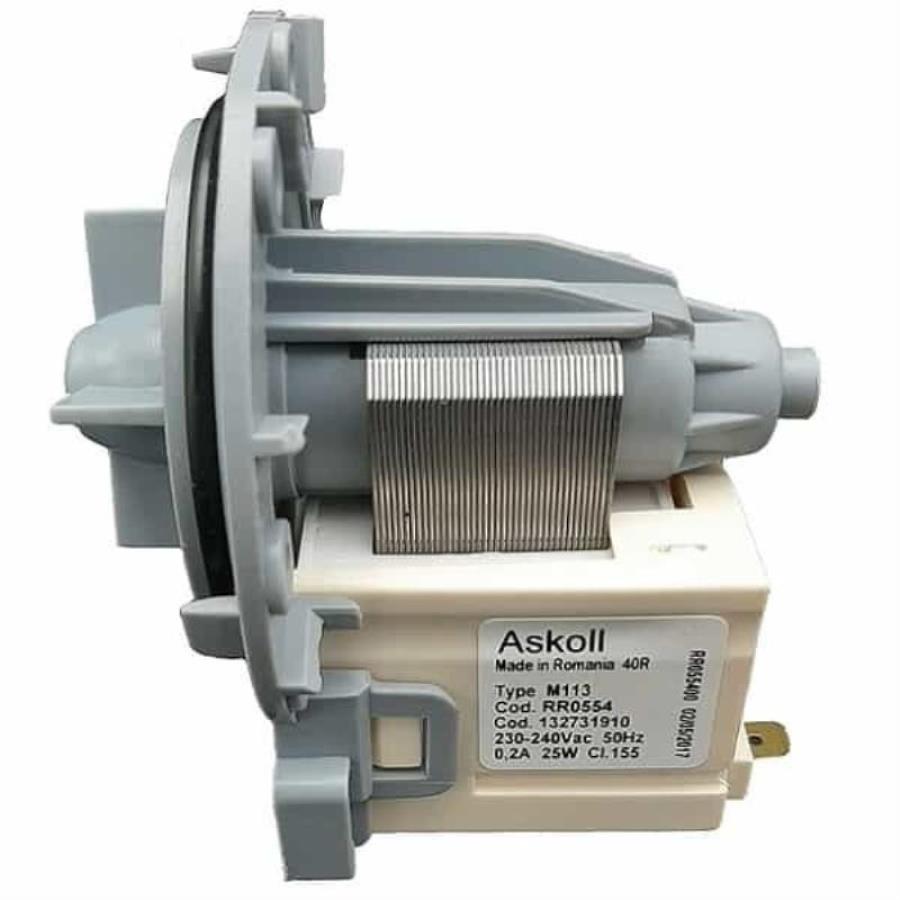 картинка Askoll 1468818008 (RR0554, 132731910) мотор сливного насоса (помпа) M113 25Вт для стиральной машины от магазина Интерком-НН