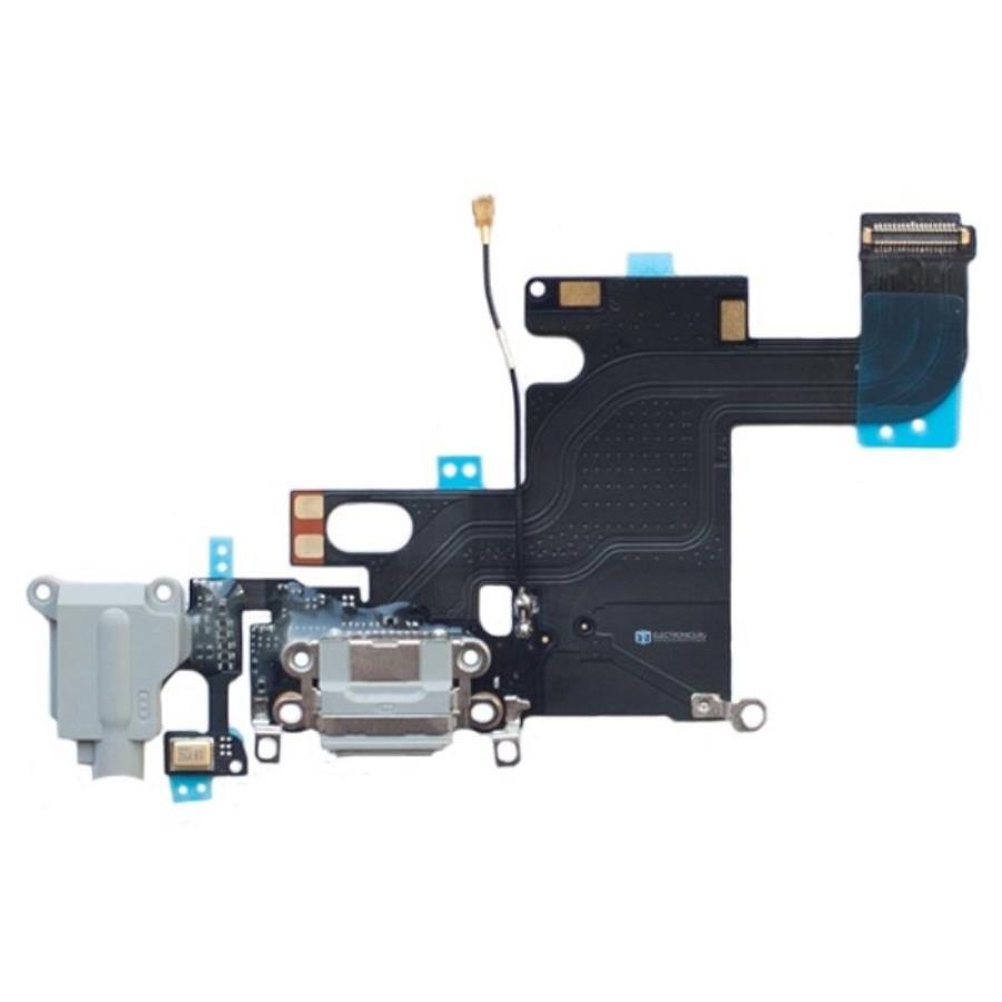 картинка Шлейф 821-1853-A1 с разъёмом зарядки, микрофоном, гарнитуры и антенной для Apple iPhone 6, серый от магазина Интерком-НН