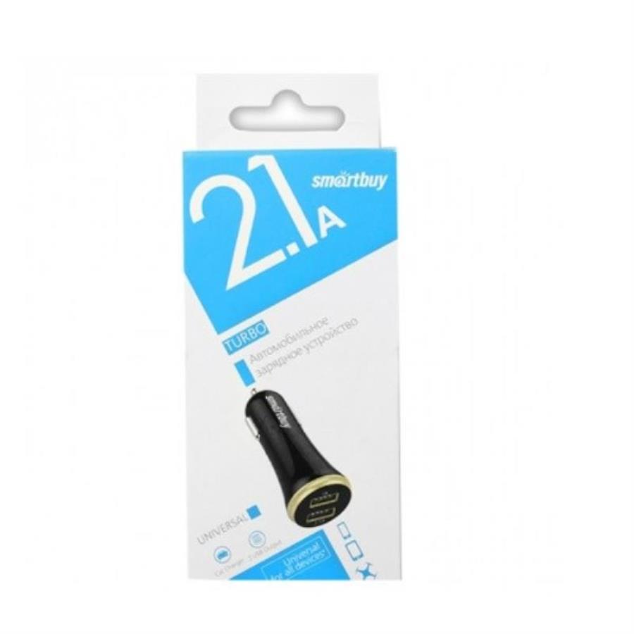 картинка Smartbuy Автомобильное зарядное устройство TURBO 1x2.1A,1x1 А с 2 USB выходами SBP-2020 (черное) от магазина Интерком-НН