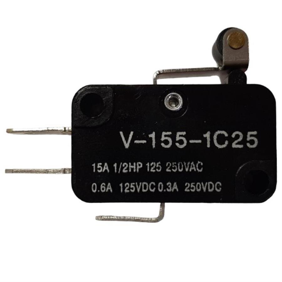 картинка Микропереключатель 3-х контактный V-155-1C25 250V 15A рычаг с роликом 12мм для микроволновой печи  от магазина Интерком-НН