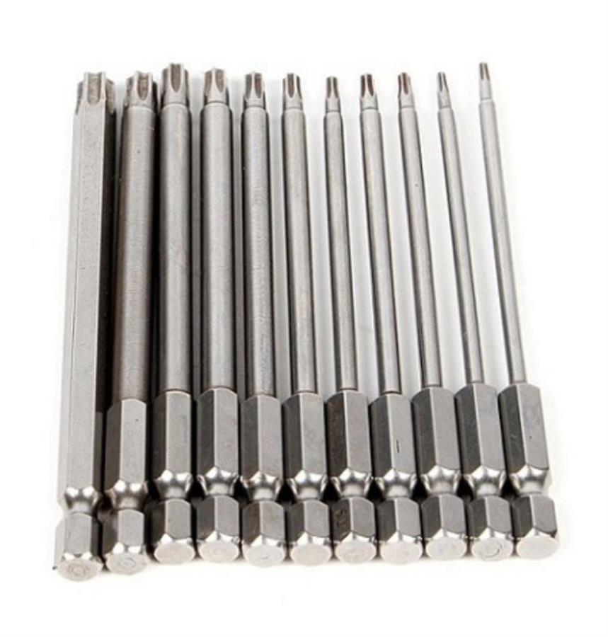 картинка Набор магнитных бит Torx 100мм, 1/4" 11шт T6, T7, T8, T9, T10, T15, T20, T25, T27, T30, T40 от магазина Интерком-НН
