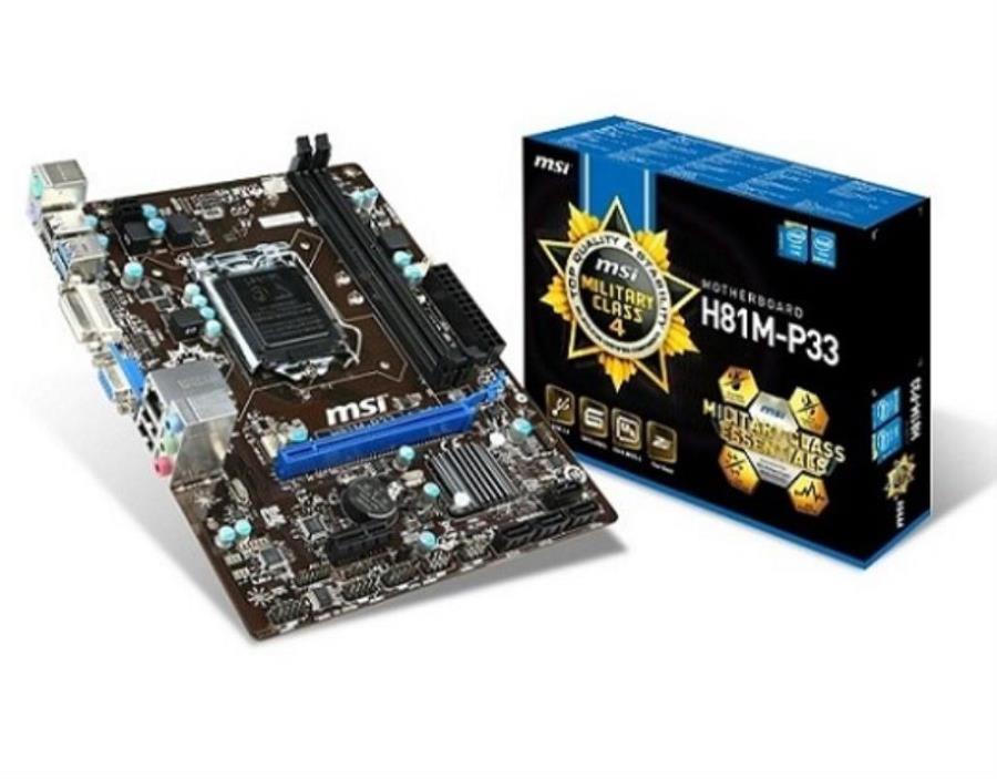 картинка Материнская плата MSI H81M-P33 LGA 1150, mATX, Ret от магазина Интерком-НН