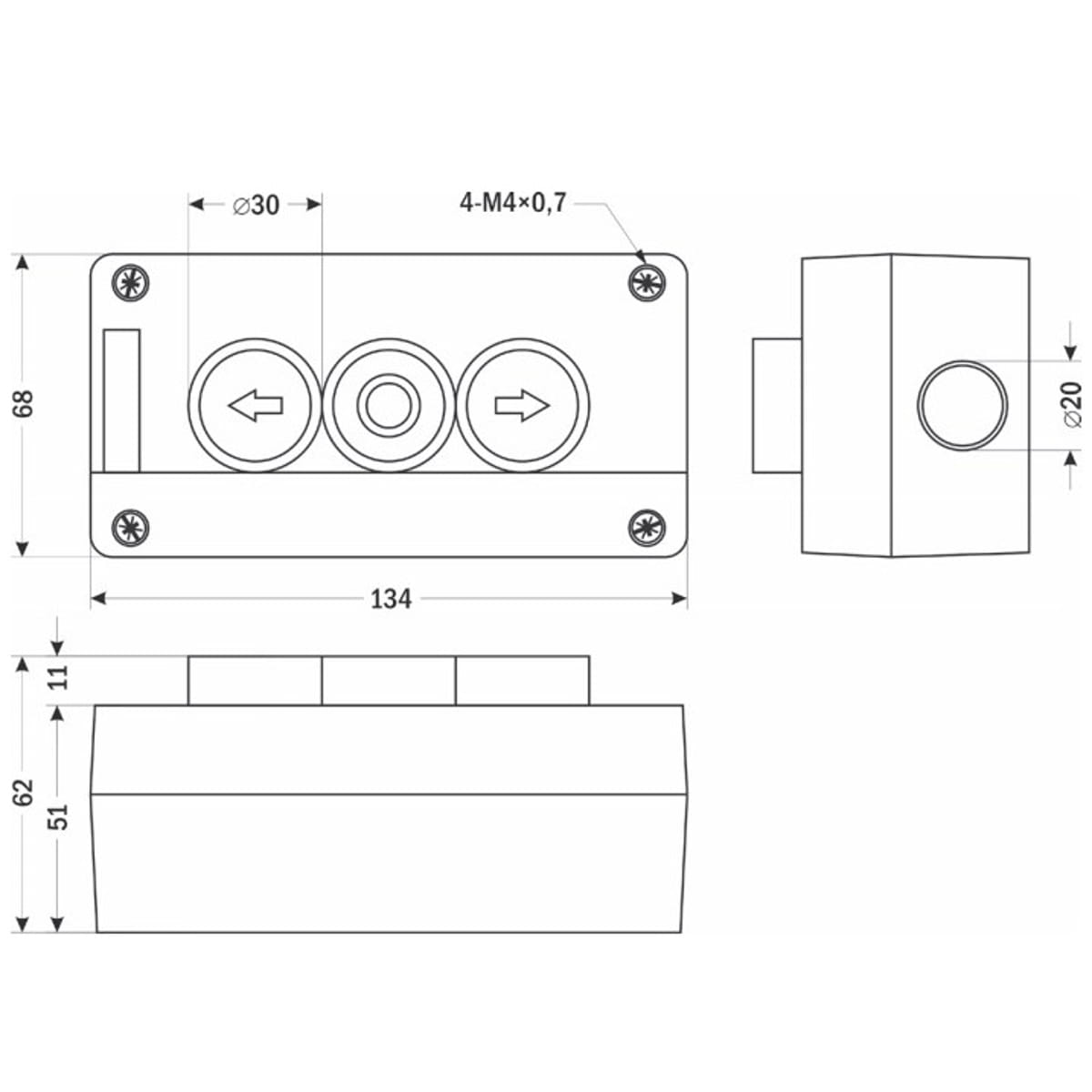 картинка Пост управления трехкнопочный для коммутации электрических цепей управления подъемными механизмами  от магазина Интерком-НН