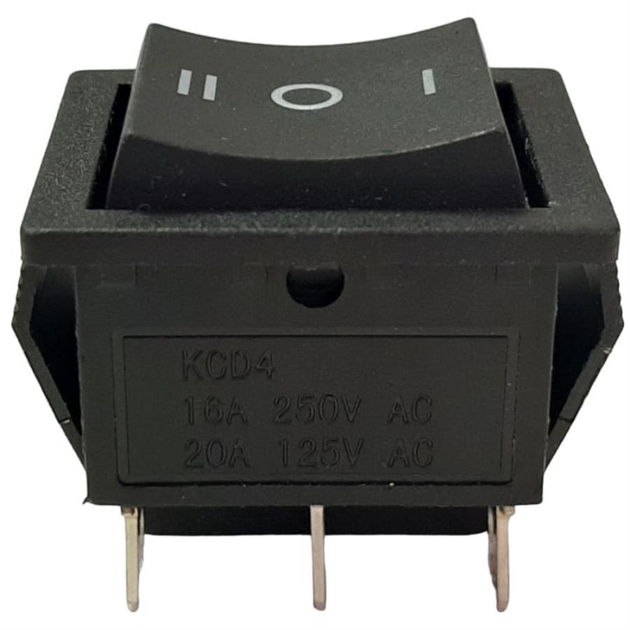 картинка Переключатель клавишный KCD4 (223(22)) черный ON-OFF-ON 16А 250VAC для мясорубок от магазина Интерком-НН