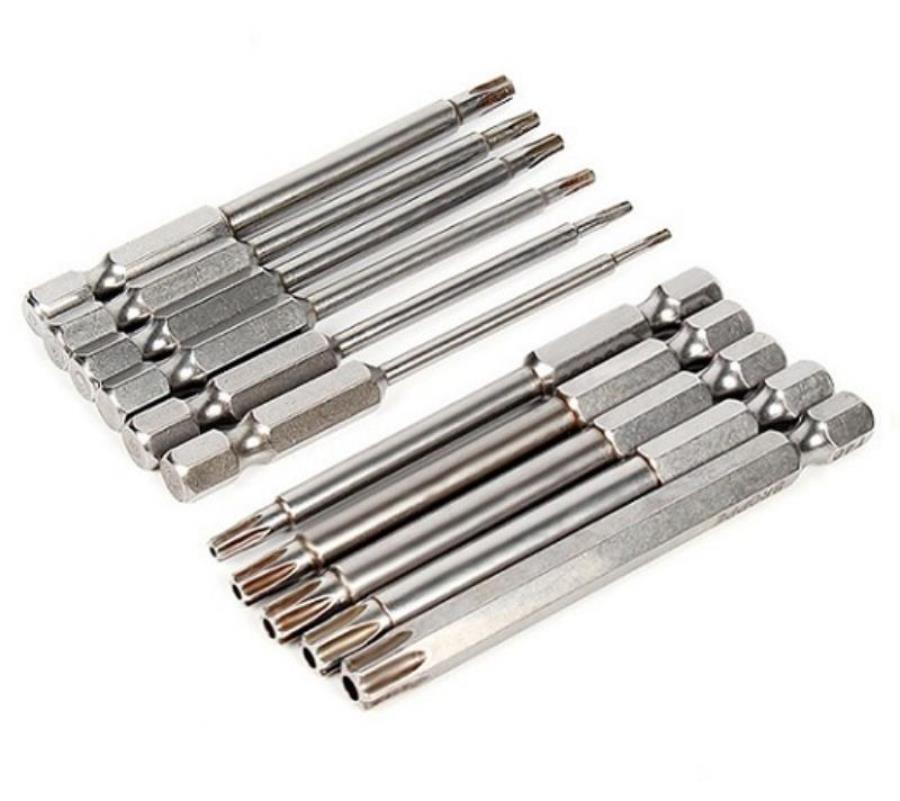 картинка Набор магнитных бит Torx 75мм, 1/4" 11шт T6, T7, T8, T9, T10, T15, T20, T25, T27, T30, T40 от магазина Интерком-НН