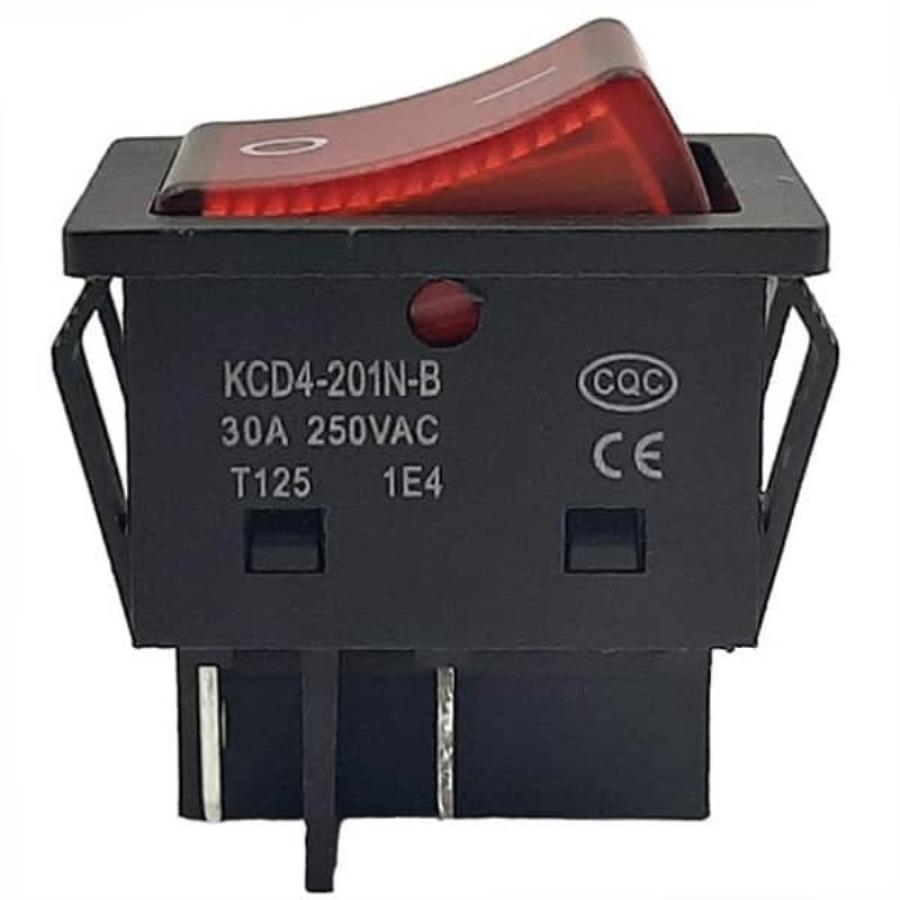 картинка Выключатель KCD4-201N-B (130(30A)) 1 положение красный, 4 контакта 30A, 250V для электроинструмента  от магазина Интерком-НН