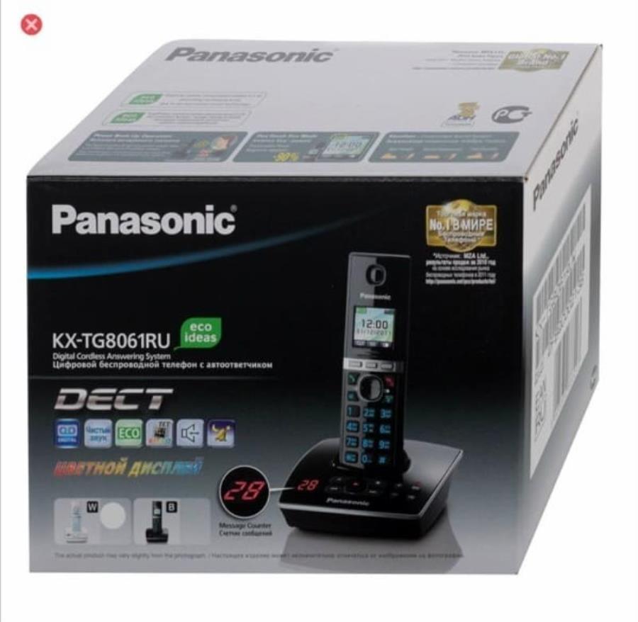 картинка Panasonic KX-TG8061RUB - Беспроводной телефон DECT (радиотелефон) с автоответчиком, цвет: черный  от магазина Интерком-НН