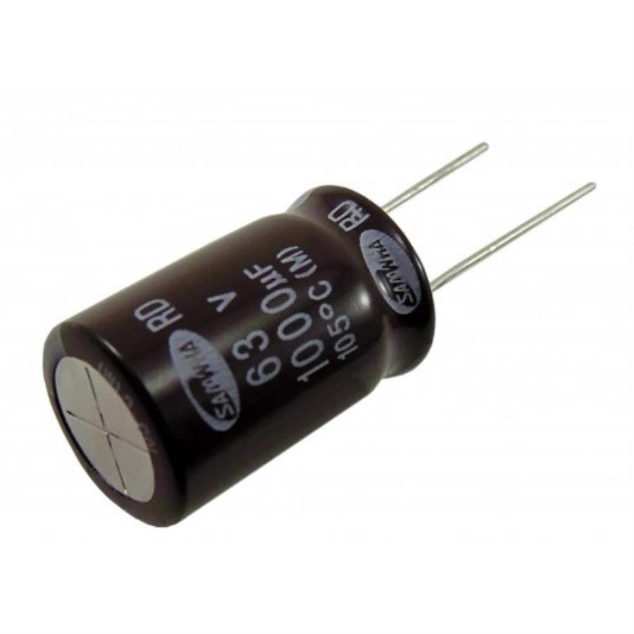 картинка Электролитический конденсатор 1000мкФ 63В 105°С в алюминиевом цилиндрическом корпусе от магазина Интерком-НН