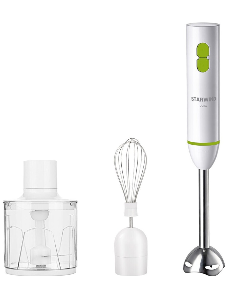 картинка Starwind SBP1113 погружной блендер 750Вт, режим турбо цвет белый/зеленый от магазина Интерком-НН