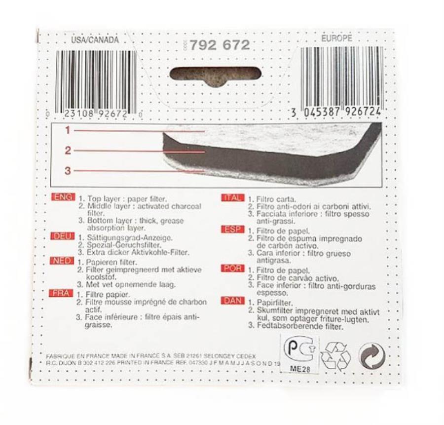 картинка Tefal 792672 Фильтр для фритюрницы 8203, 8204, 8321...8327, 73000...73990, 3181, 3172, 3190...3198 от магазина Интерком-НН