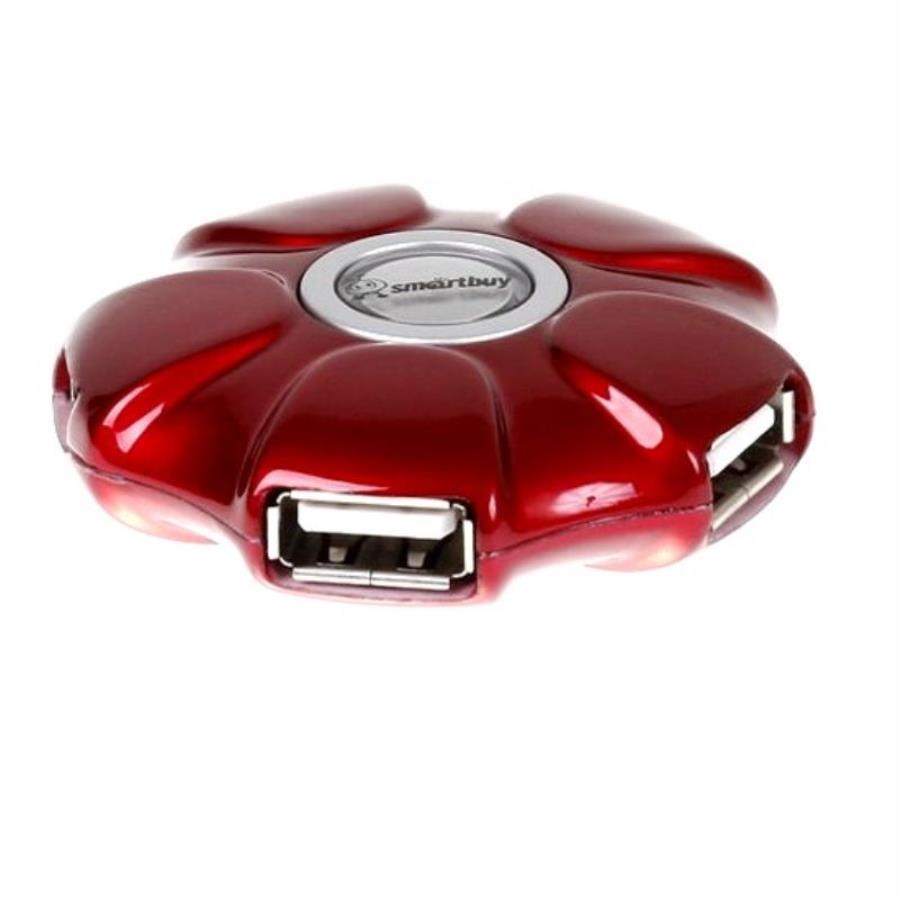 картинка Smartbuy SBHA-143-R Разветвитель на 4 порта USB hub 2.0, красный от магазина Интерком-НН