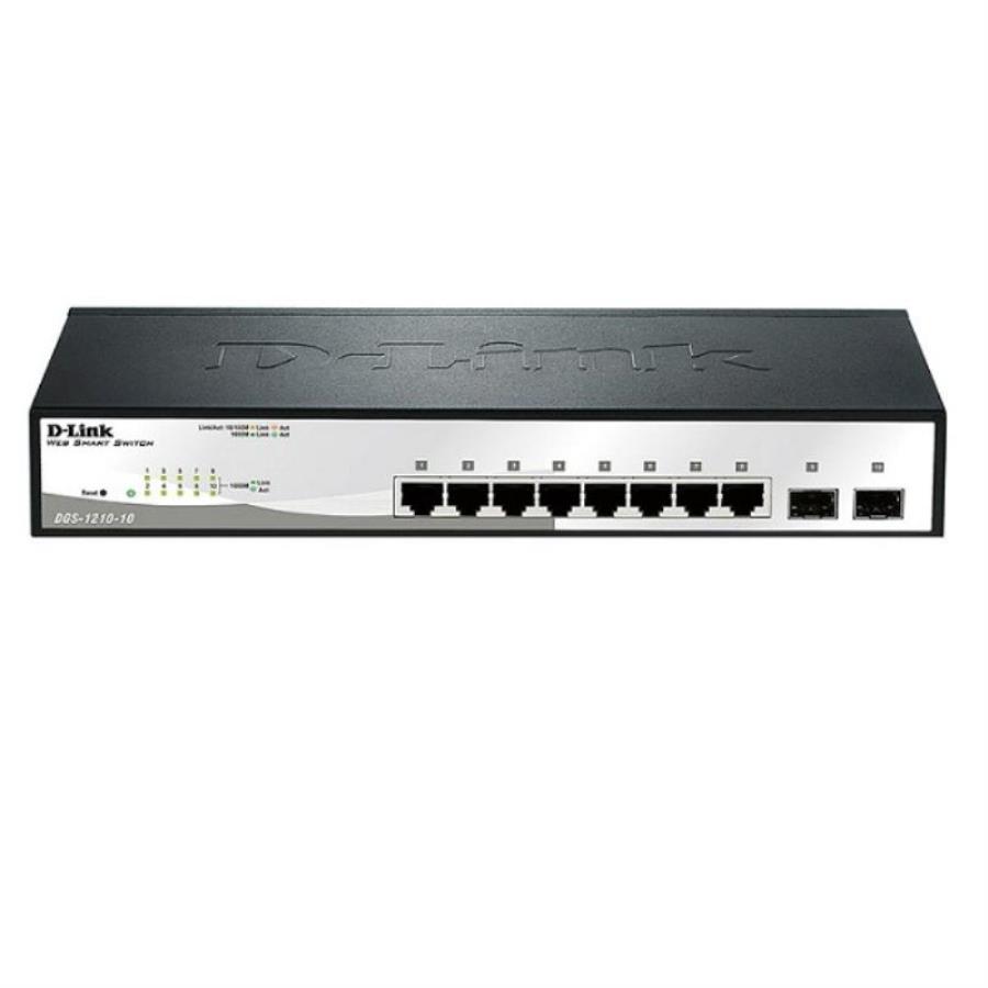 картинка Коммутатор DGS-1210-10/C1A D-Link WebSmart с 8 портами 10/100/1000Base-T, 2 порта 1000Base-X  от магазина Интерком-НН
