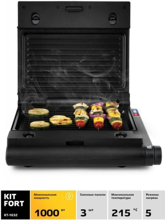 картинка Электрогриль Kitfort KT-1632 1000Вт черный от магазина Интерком-НН