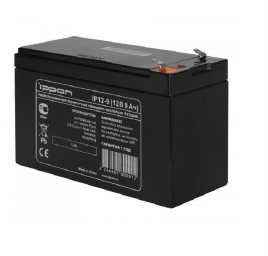 картинка IPPON IP 12-9 Аккумуляторная батарея (12В 9 АЧ) необслуживаемая  от магазина Интерком-НН