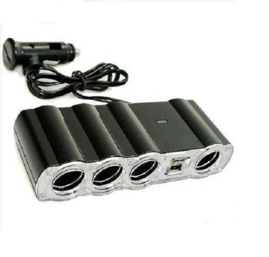 картинка Разветвитель в авто на 4 устройства с 2 USB со шнуром WF-4008 Eltronic от магазина Интерком-НН