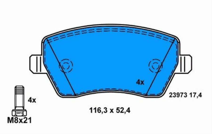 картинка ATE 13046058012 Передние тормозные колодки для NISSAN TIIDA, MICRA, RENAULT CLIO 05, LADA LARGUS от магазина Интерком-НН