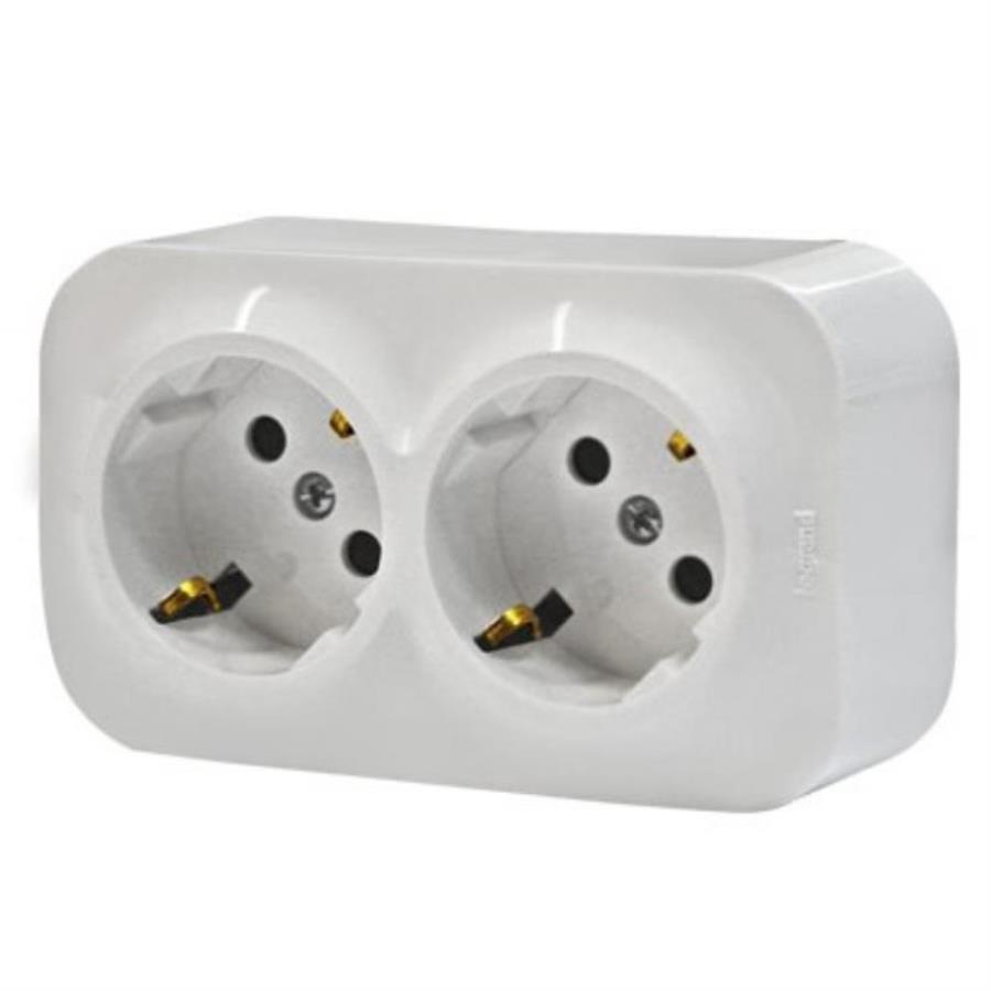 картинка 782213 Розетка-Quteo 2-ая с заземлением, 16А, белый, Legrand от магазина Интерком-НН