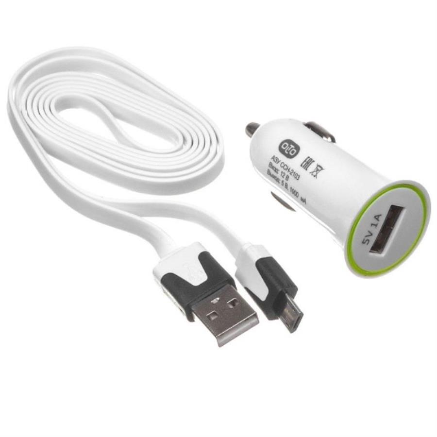 картинка OLTO Автомобильное зарядное устройство OLTO CCH-2103 DC/DC (5V 1A), USB гн, кабель microUSB от магазина Интерком-НН